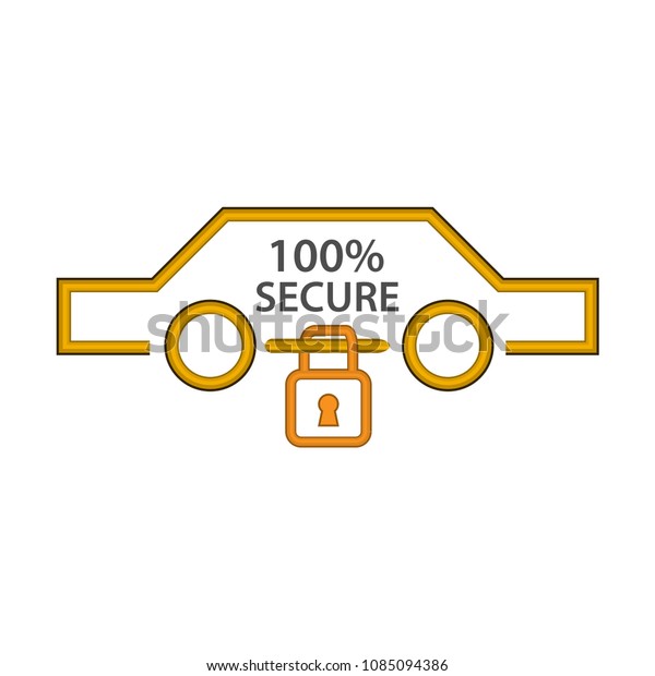 Secure car icon, flat design. Illustrations protect\
your car