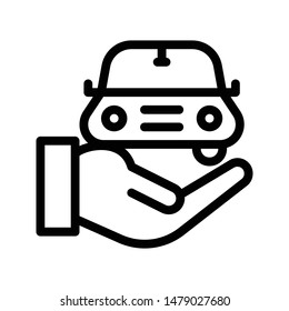 secure car thin line vector icon