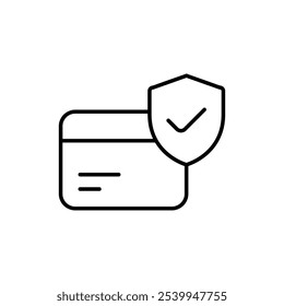 Secure Card Icon with Shield, Representing Safe Credit Card Transactions, Data Protection, and Financial Security