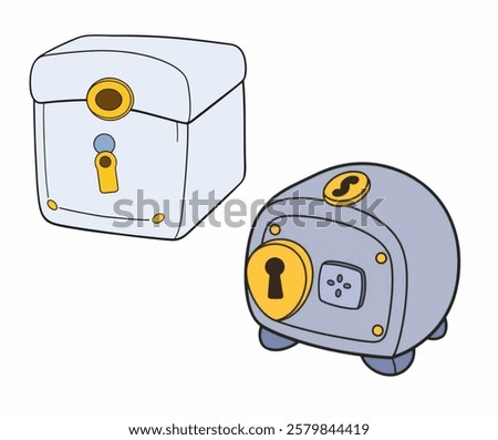 A secure cartoon lockbox, ideal for property, safety, or financial-themed sticker bundles.