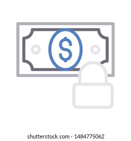 secure cash colour line vector icon