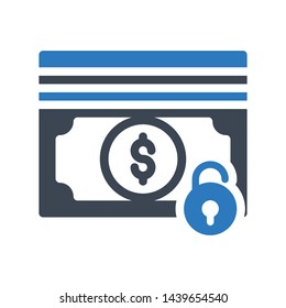 secure cash glyph color vector icon