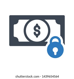 secure cash glyph color vector icon