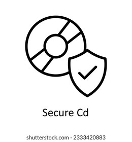 Secure Cd Vector  outline Icon Design illustration. Cyber security  Symbol on White background EPS 10 File