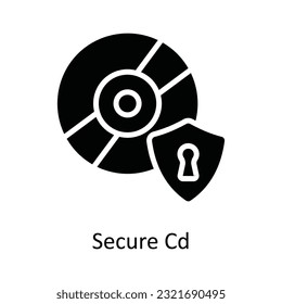 Secure Cd Vector  solid Icon Design illustration. Cyber security  Symbol on White background EPS 10 File
