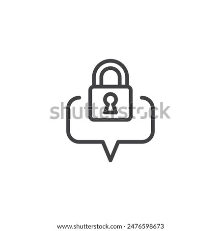 Secure Channel line icon. linear style sign for mobile concept and web design. Speech bubble with a lock outline vector icon. Symbol, logo illustration. Vector graphics