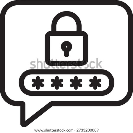 Secure chat bubble message with padlock and pin code icon for private digital communication vector