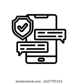 Secure Chat Vector Lineal Icon On White Background.