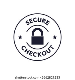 Secure Checkout Badge with Lock Symbol in Circular E-Commerce Icon Design Vector Illustration