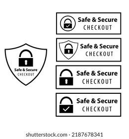 Secure Checkout banner set tag product label vector art illustration Isolated on White Background