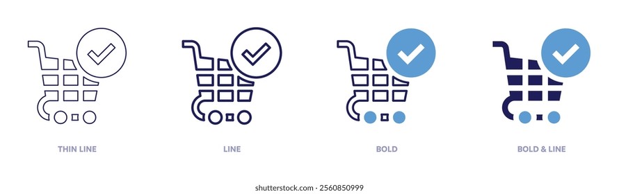 Secure checkout icon in 4 different styles. Thin Line, Line, Bold, and Bold Line. Duotone style. Editable stroke.