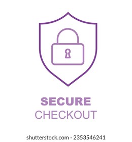 Secure Checkout Icon for E-Commerce: Trustworthy Online Shopping Payment Symbol. Editable Stroke.
