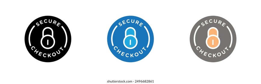 secure checkout icon outline collection or set in black and white