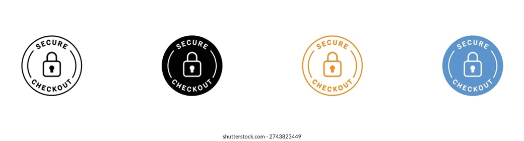 Secure checkout icon set. Protection symbol for safe payment, online shopping security, and trust design. Vector Illustration.