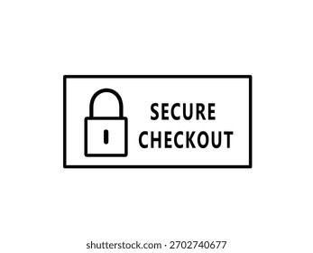 Secure checkout outline icon isolated on white background. 