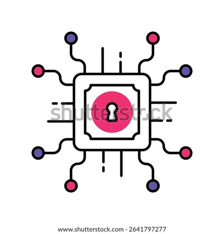 Secure Chip Vector Filled outline illustration style icon. EPS 10 file