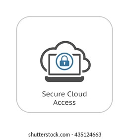 Secure Cloud Access Icon. Flat Design.