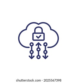 Secure cloud access, protected hosting line icon