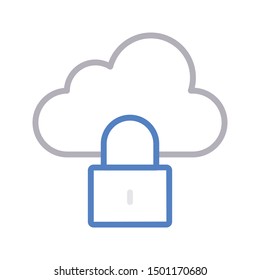 secure cloud colour line vector icon