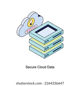 Secure Cloud Data Vector Isometric Filled Outline icon for your digital or print projects.
