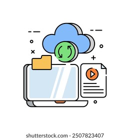 Secure Cloud Fill Color Icon, Vector illustration.