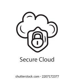 Secure Cloud  Filled Outline Icon Design illustration. Data Symbol on White background EPS 10 File