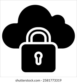 Secure Cloud Icon Element For Design