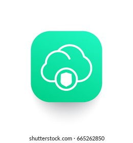 secure cloud icon, vector pictogram