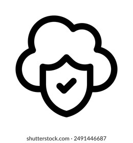 Secure cloud, cloud protection, cloud security icon design