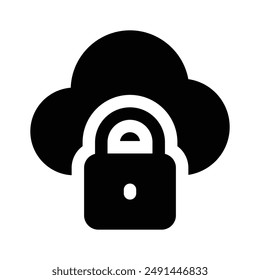Secure cloud, cloud protection, cloud security icon design