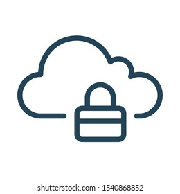 Secure Cloud service icon. Cloud Computing Icon. Simple outline icon style. Perfect symmetrical.