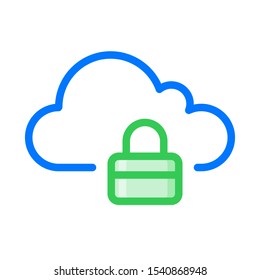 Secure Cloud service icon. Cloud Computing Icon. Simple outline icon style. Perfect symmetrical.