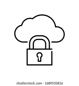 Secure cloud service icon. Flat vector graphic in White background.
