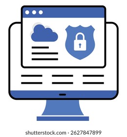 Icono De Servicio De Nube Seguro Para Almacenamiento De Datos Protegidos Y Seguridad De Red