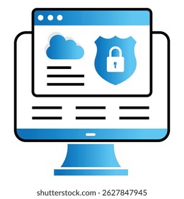 Secure Cloud Service Vector Icon Representing Data Storage And Cybersecurity Shield