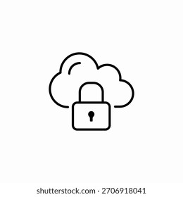 Vector de signo de icono de almacenamiento seguro en la nube