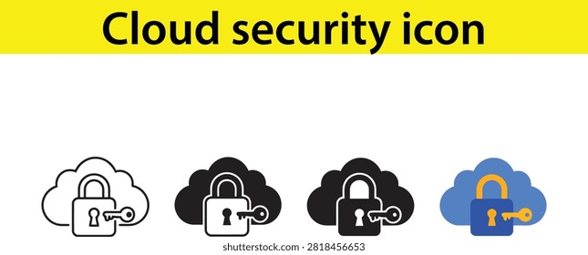 Secure cloud storage icons with padlock and key symbols