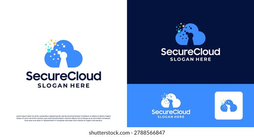 Secure cloud storage logo design. Private access storage logo template