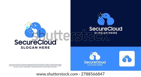 Secure cloud storage logo design. Private access storage logo template