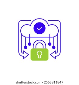 Secure Cloud Storage Two Tone Color Icon. linear style sign for mobile concept and web design. Outline vector icon.