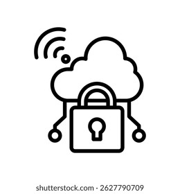 Vector De Nube Seguro Icono Lineal Sobre Fondo Blanco.