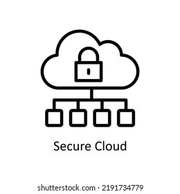 Secure Cloud vector Outline Icon Design illustration on White background. EPS 10 File