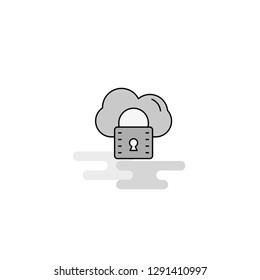 Secure cloud Web Icon. Flat Line Filled Gray Icon Vector