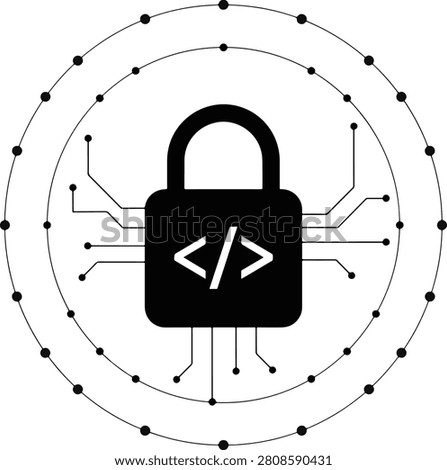 Secure coding and cyber security concept icon with security system cyber attack cybersecurity software protection encrypted