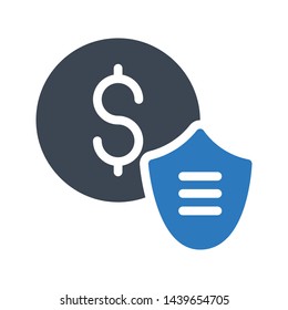 secure coin glyph color vector icon