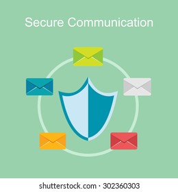 Secure communication concept illustration. 