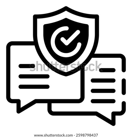 Secure Communication Icon: Depicting a shield protecting chat bubbles, this icon embodies secure and protected communication, perfect for conveying safety and trust.