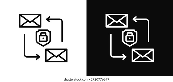 Conjunto De Ícones De Comunicação Segura Em Preto E Branco