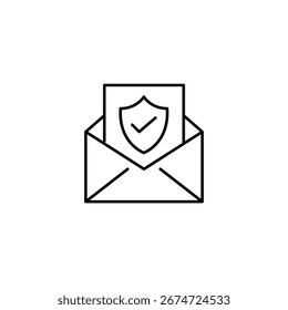 Secure communication, verified email. Spam protection. Pixel perfect, editable stroke vector icon