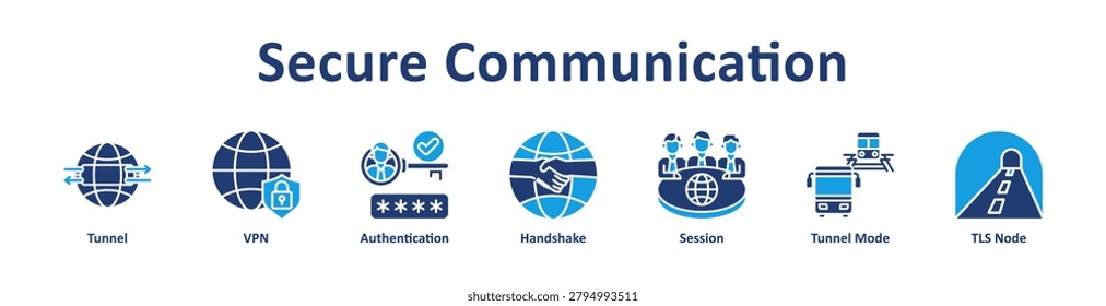 Secure Communication Web icon banner and collection